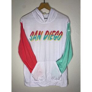 San Diego Padres Hoodie Mens Medium M White Colorblock City Connect Pullover